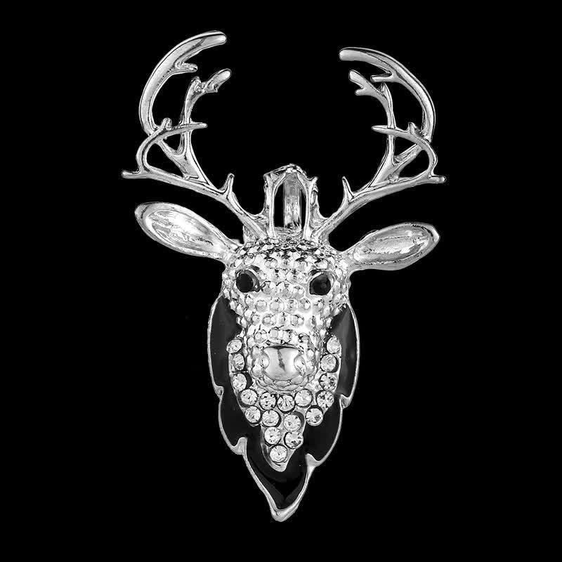Men's Bling Elk Deer Head Brooch - image 6