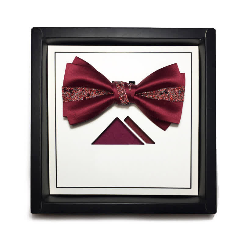 Men's Color of Red Rhinestone Bow Tie Pocket Square - Red - Bow Tie & Pocket Square - image 8