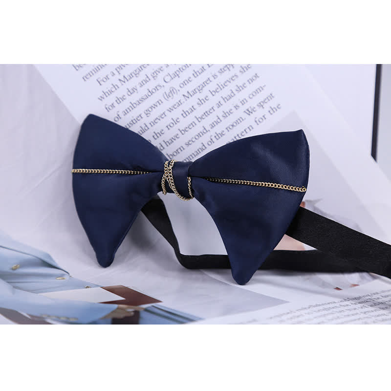 Men's Luxury Navy Blue Chain Bow Tie - image 2