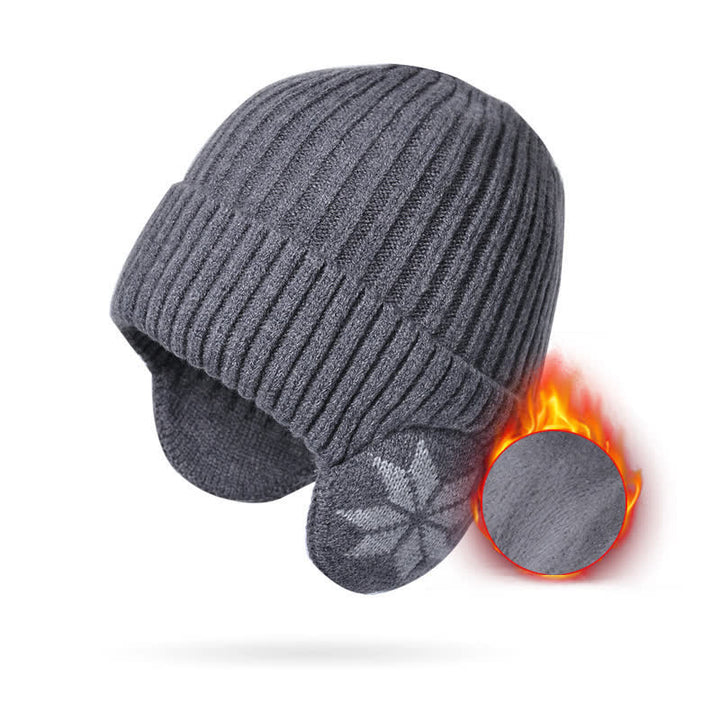 Unisex Winter Warm Thickened Beanie Knitted Hat - Dark Gray - Adjustable (21 5/8"-23 5/8") - image 4