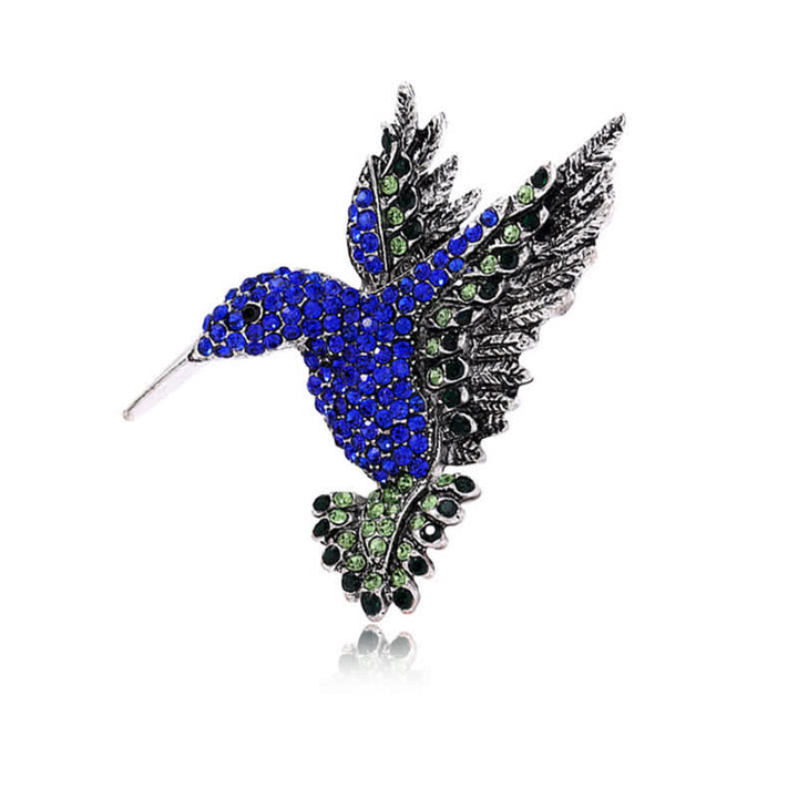 Women's Hummingbird Rhinestone Brooch - Darkblue - image 8