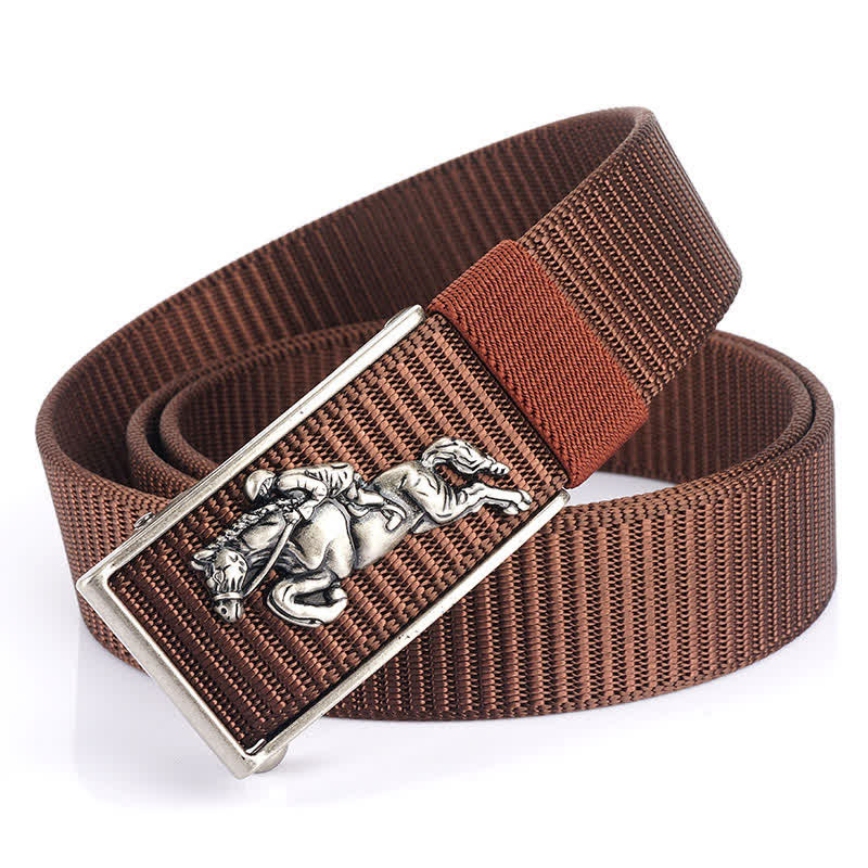 Men's Horseback Riding Nylon Belt - Brown / Silver - 48" - image 19