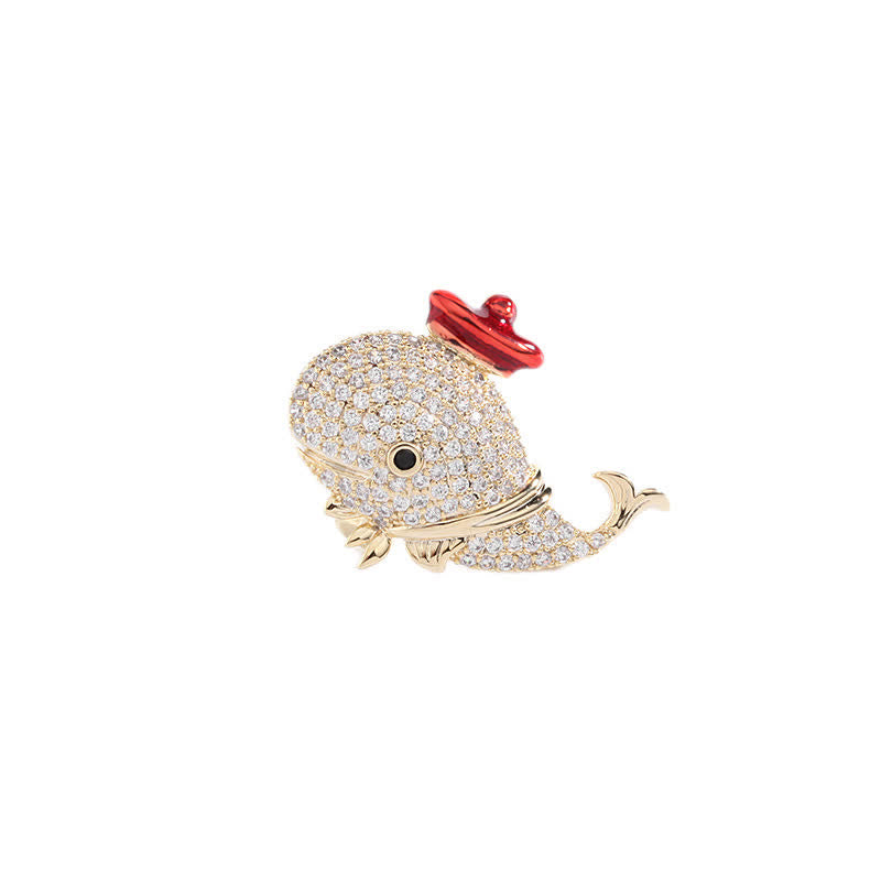 Women's Marine Rhinestone Whale Brooch - image 3