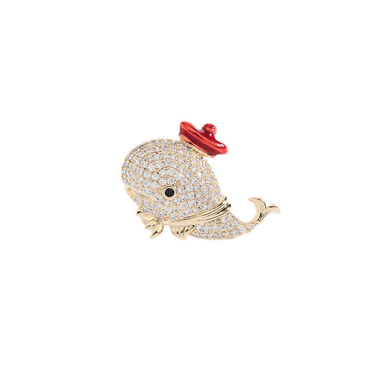 Women's Marine Rhinestone Whale Brooch - image 3