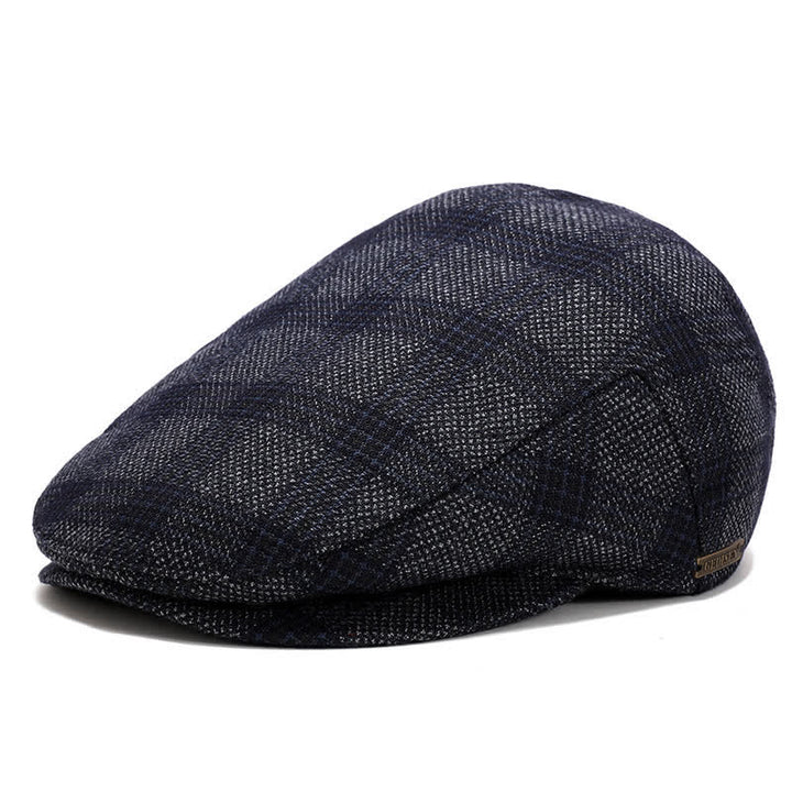 Sport Ivy Flat Cap with Earflap Beret - Blue Plaid - Adjustable (about 22"-23 5/8") - image 13