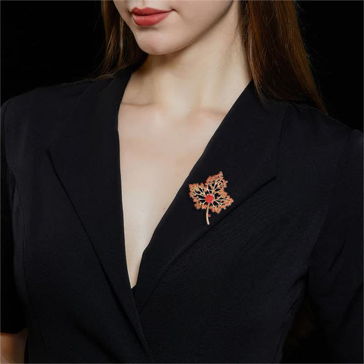 Women's Graceful Autumn Maple Brooch - image 1
