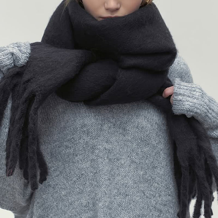 Women's Chunky Thickened Solid Color Soft Scarf - image 6