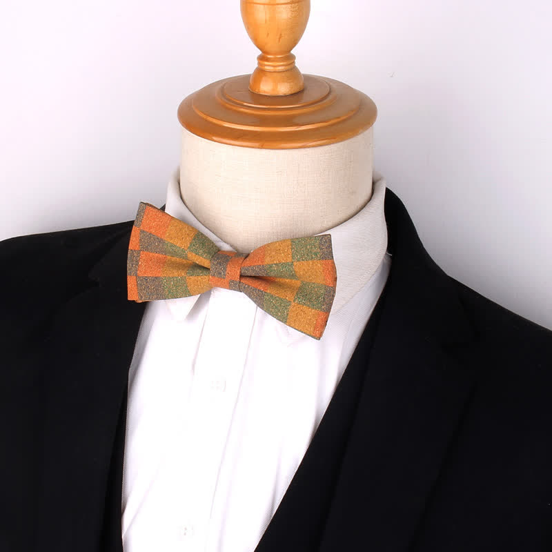 Men's Wood Grain Geometric Print Multi-Color Bow Tie - image 1