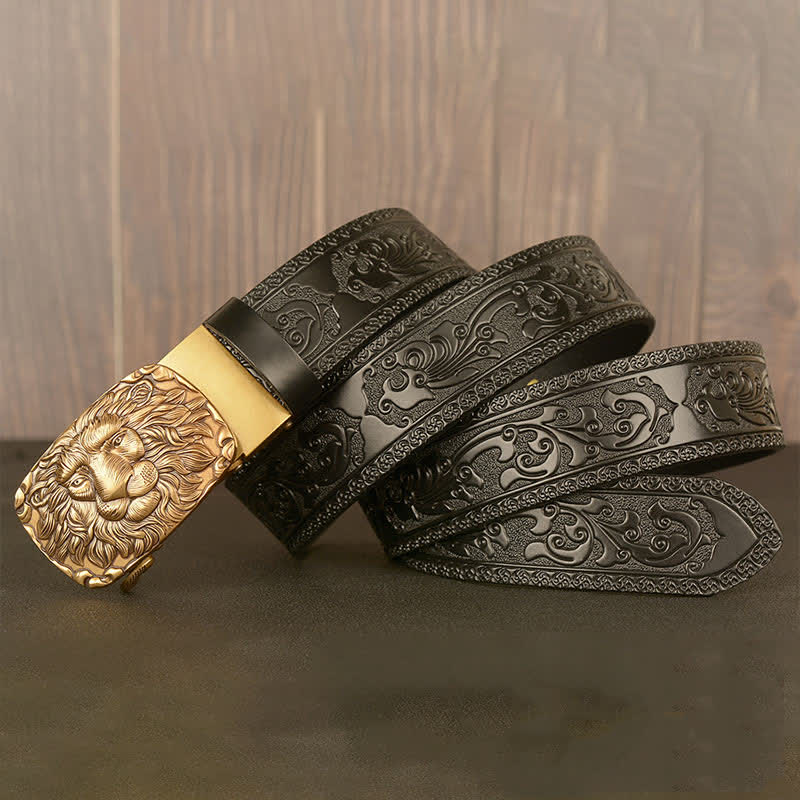Men's Honor Male Lion Head Leather Belt - image 14