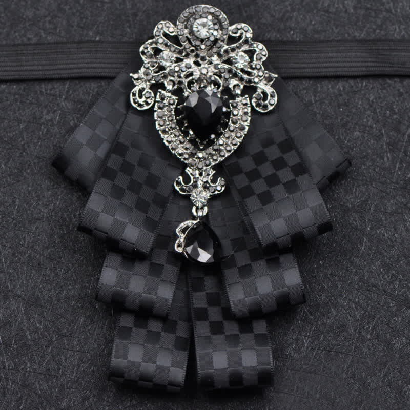 3Pcs Plaid Black Rhinestone Bow Tie Set - image 20