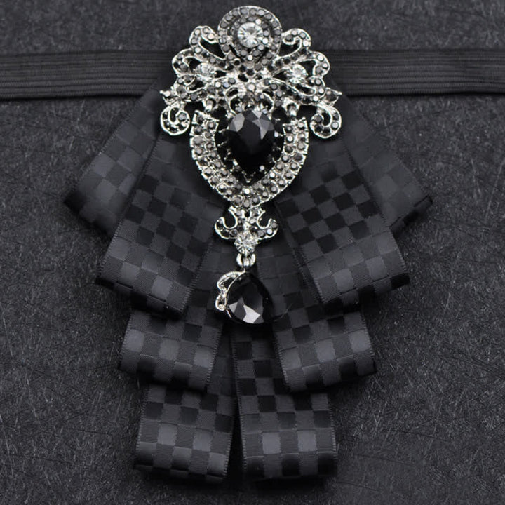 3Pcs Plaid Black Rhinestone Bow Tie Set - image 20