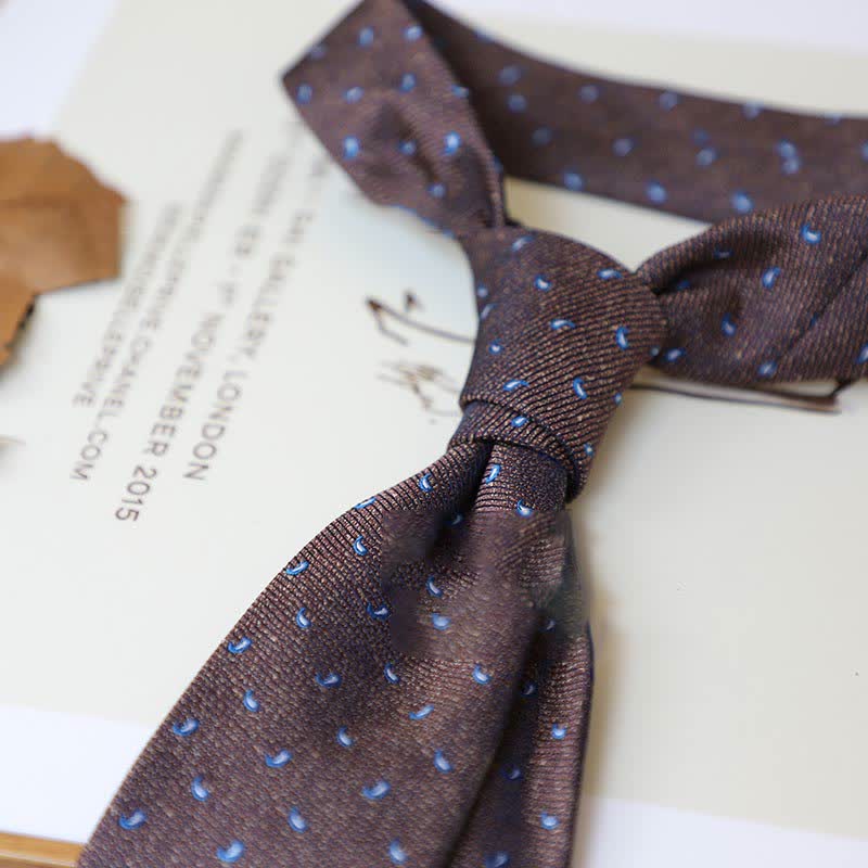 Men's Coffee Colors Series Striped Paisley Necktie - Style #8 - image 11