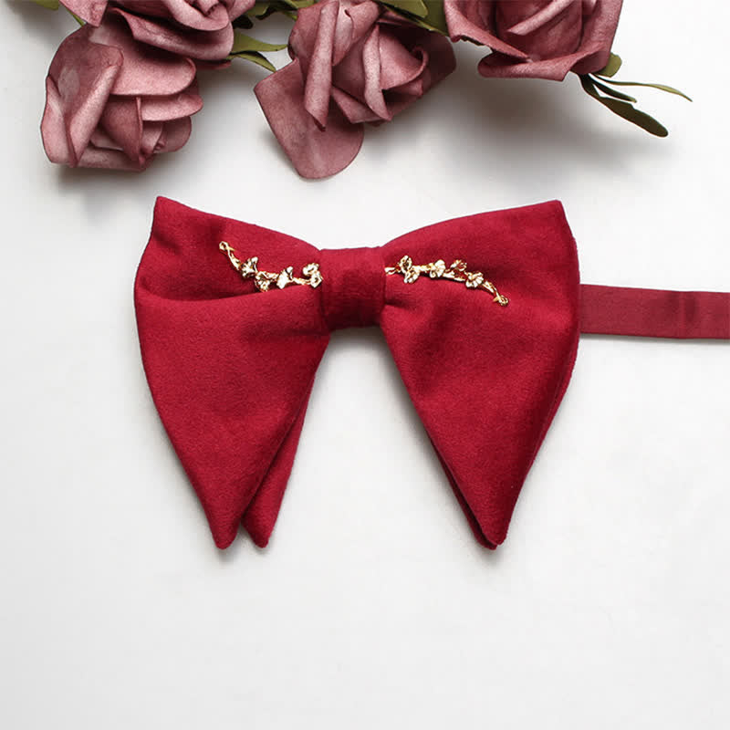 Men's Charming Velvet Oversized Pointed Bow Tie - Red - image 12
