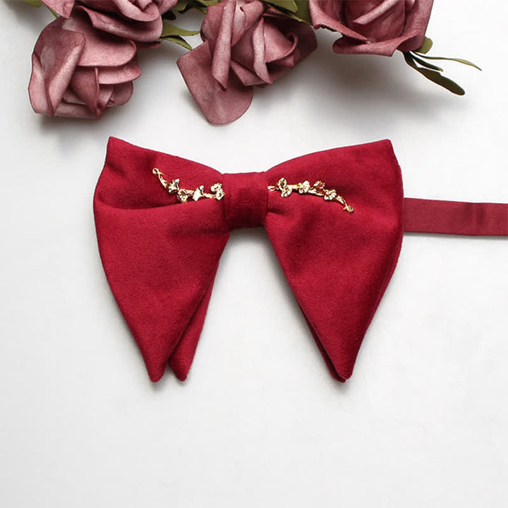 Men's Charming Velvet Oversized Pointed Bow Tie - Red - image 12