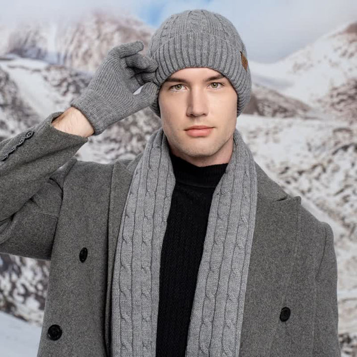 3Pcs Unisex Warm Hat Scarf Gloves Set - image 4