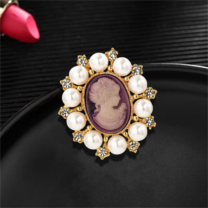 Women's Palace Relief Beauty Pearl Brooch - image 15