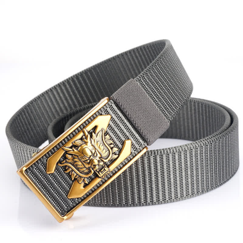 Men's Z Letter Mighty Dragon Nylon Belt - Gray / Gold - 48" - image 11