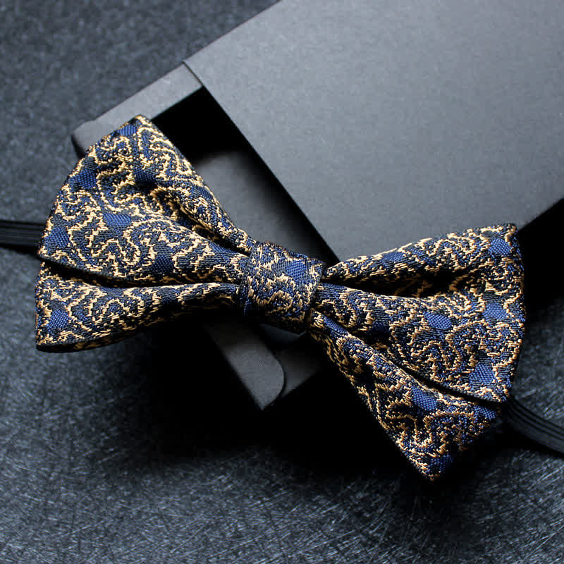Men's Abstract Pattern Double Layers Bow Tie - Style #2 - image 3