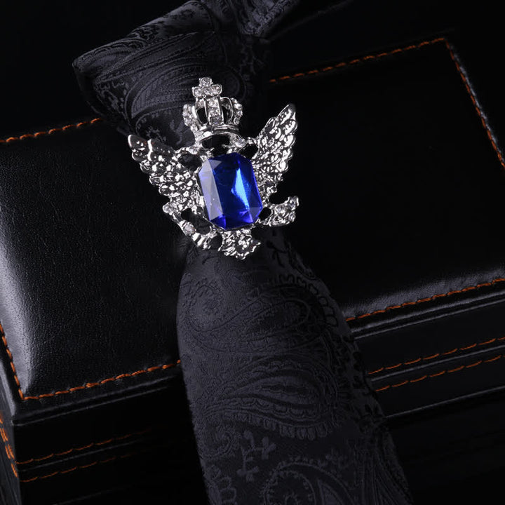 Men's Royal Throwback Pin Buckle Necktie - Crown & Black Paisley - image 11