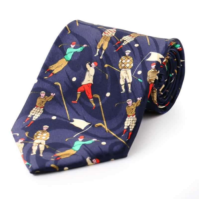 Men's Creative Cartoon Motif Country Necktie - Playing Golf - image 6