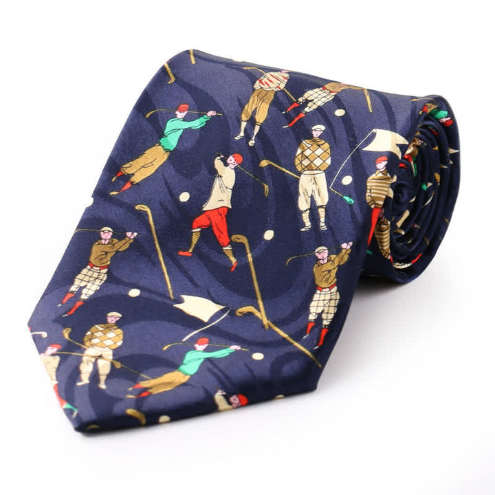 Men's Creative Cartoon Motif Country Necktie - Playing Golf - image 6