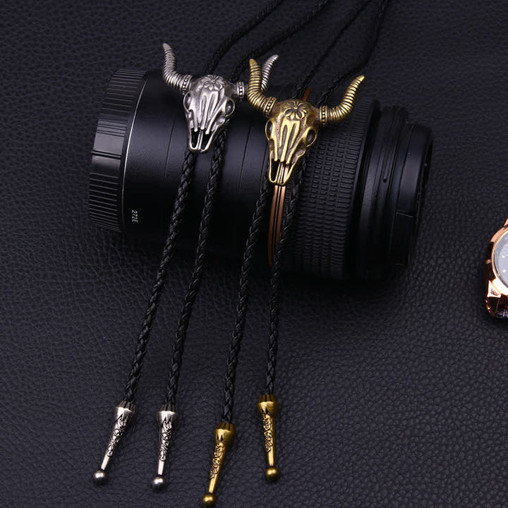 Vintage Native Style Bull Head Bolo Tie - image 2
