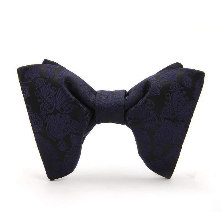 Men's Paisley Solid Color Oversized Pointed Bow Tie - Navy Paisley - image 8