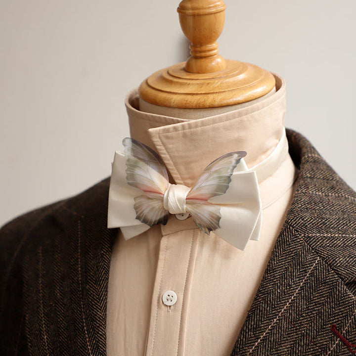 Men's Vintage Organza Butterfly Bow Tie Pocket Square Set