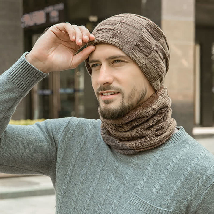 Winter Plaid Knit Beanie Hat Scarf Set - image 13
