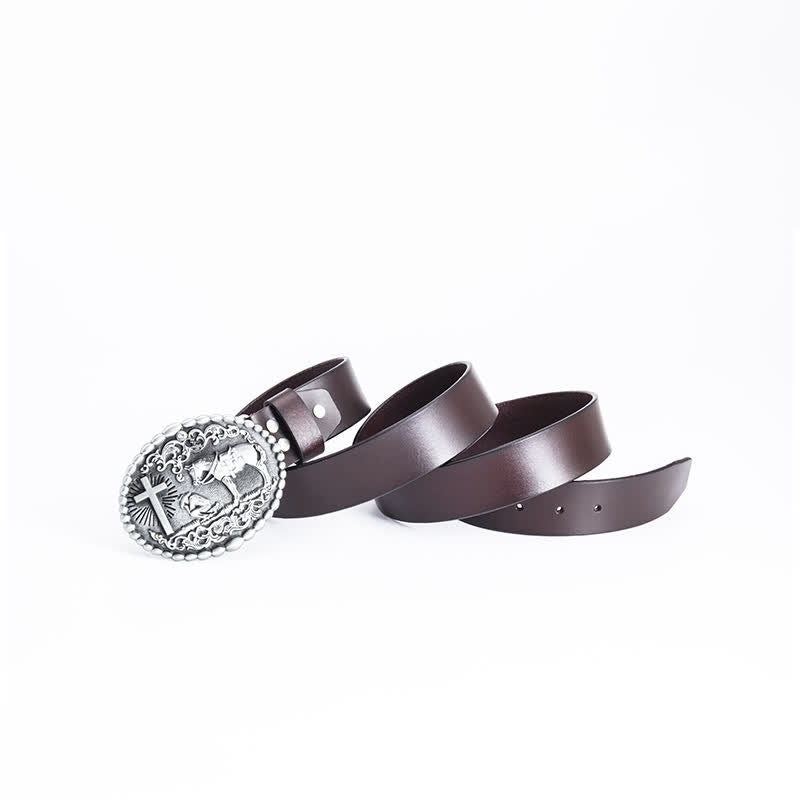 Men's Steed Cross Kneeling Prayer Leather Belt - image 15