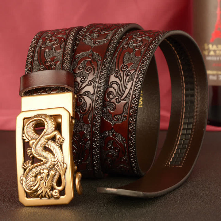 Men's Coiling Dragon Embossing Leather Belt - image 1