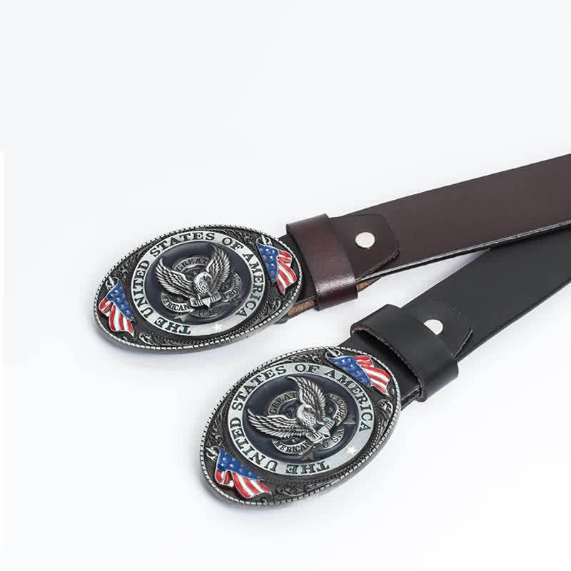 Men's Luxury Eagle American Flag Leather Belt - image 14