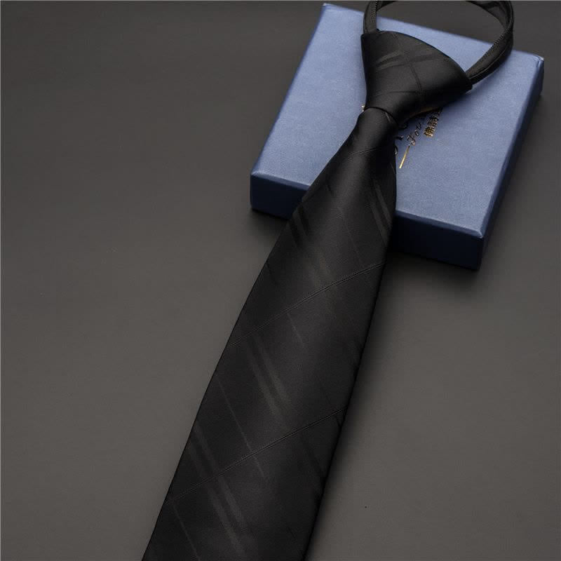 Men's Business Zipper Tie Novelty Necktie - Black Check - image 8