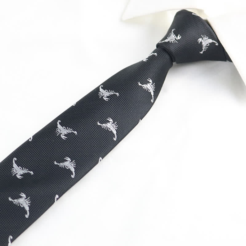 Men's Fun Animal Motifs Necktie - Scorpion - Black #1 - image 6