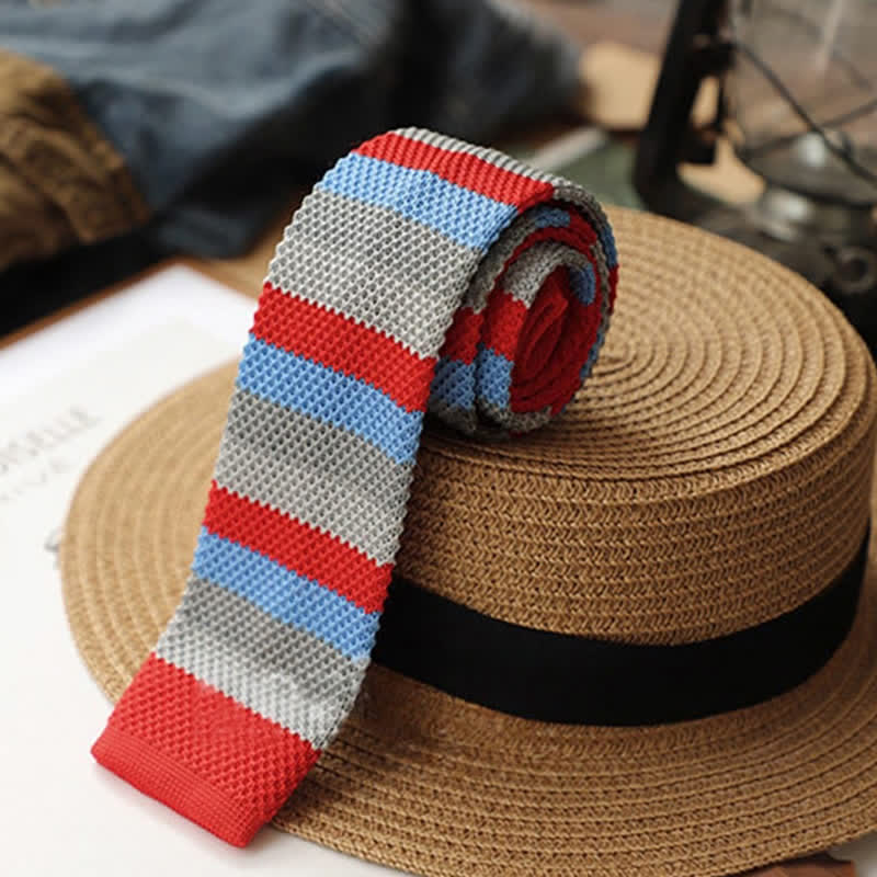 Men's Autumn Horizonal Striped Knitted Necktie - image 15