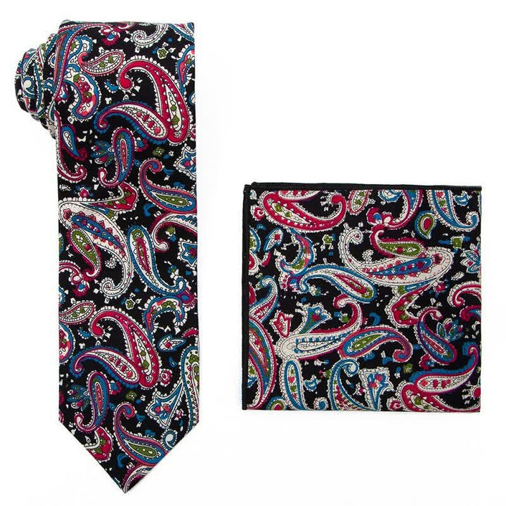 2Pcs Men's Exotic Paisley Necktie Set - Pink - image 8