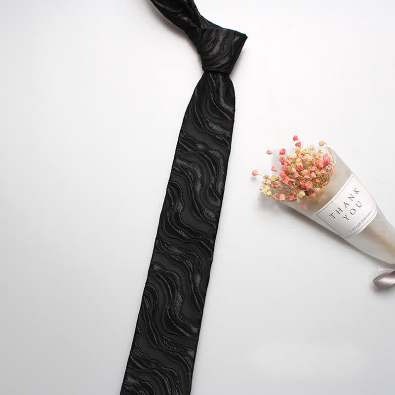 Men's Exotic Wave Striped Necktie - Black - image 4