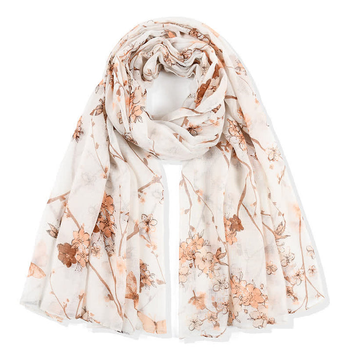Women's Elegant Vibrant Floral Long Wrap Scarf - Ivory - image 15