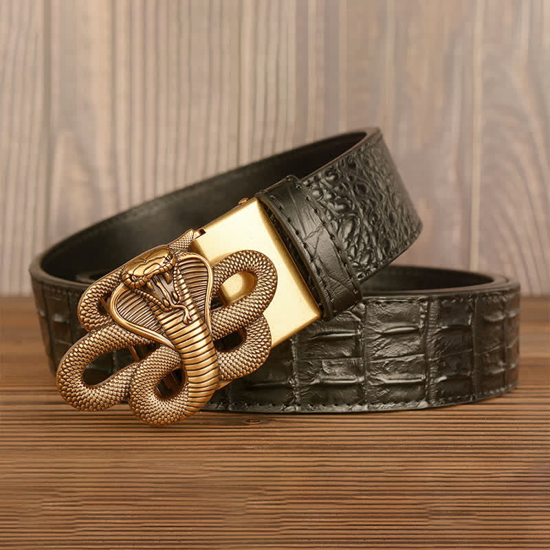 Men's Curled Cobra Alligator Pattern Leather Belt - image 3