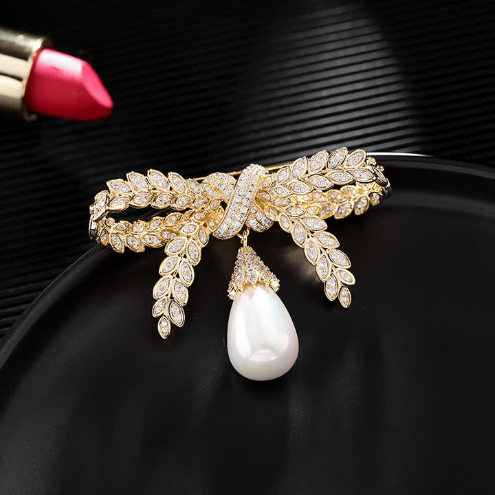 Women's Baroque Wheat Bowknot Brooch - image 2