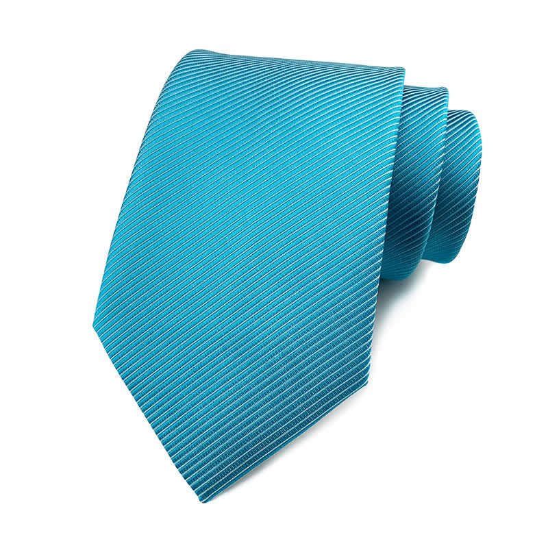 Men's Solid Color Discreet Twill Work Necktie - Turquoise - image 4