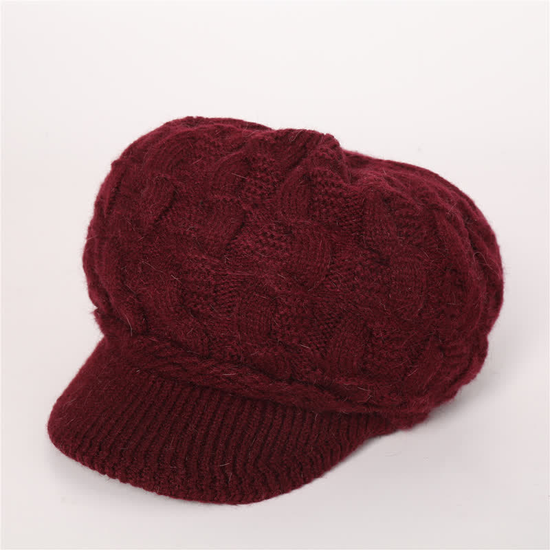 Women's Slouchy Fluffy Lining Visor Beanie Hat - Burgundy - Adjustable (Approx. 19.69"-23.62") - image 1