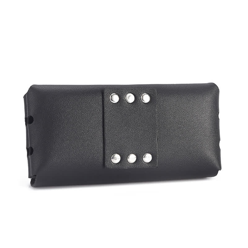 Rivet Decor Button Universal Phone Leather Belt Bag - image 3