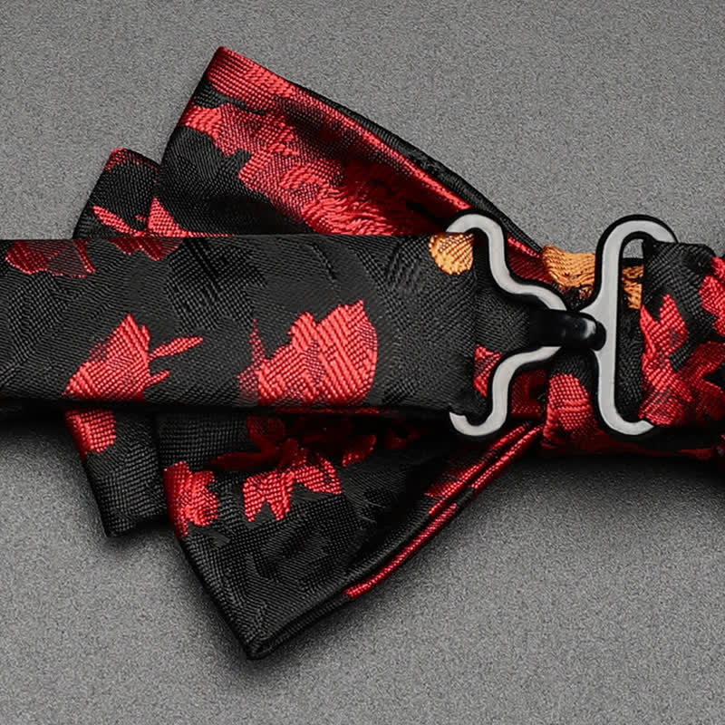 Men's Black & Red Falling Floral Bow Tie - image 4