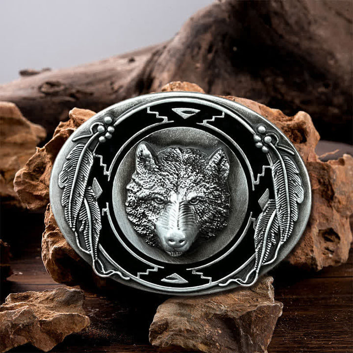 Men's DIY Vivid Wolf Head Buckle Leather Belt - Wolf Head - Without Belt - image 0