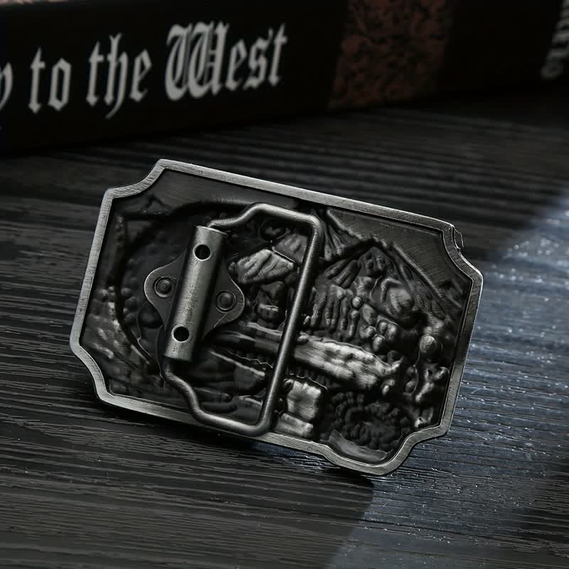 Men's DIY Fishing Enamel Rectangle Buckle Leather Belt - image 1