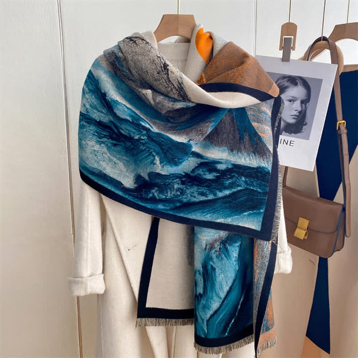 Women's Magnificent Scene Oil Painting Thickened Scarf - image 14