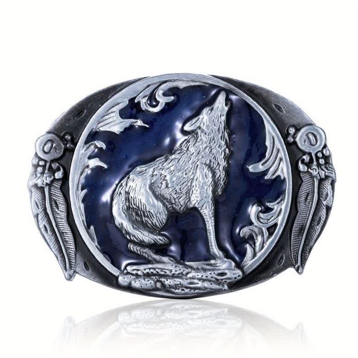 Men's DIY Enamel Domineering Howling Wolf Buckle Leather Belt - image 4