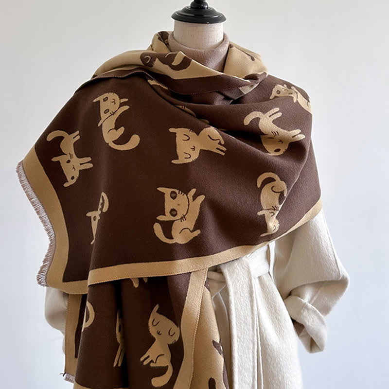 Women's Large Wrap Warm Cat Print Coldproof Scarf - image 2