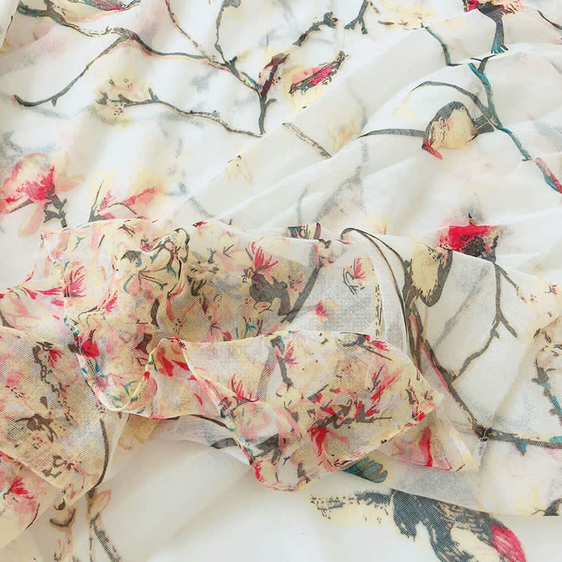 Women's Lightweight Blooming Floral Birds Scarf - image 20